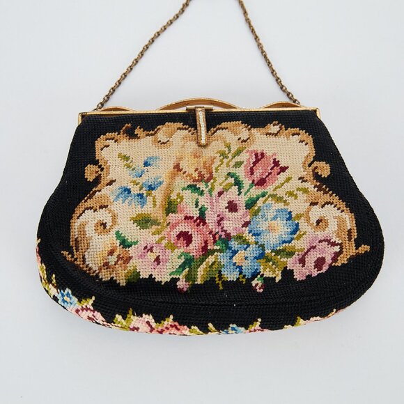 Vintage Petit Point Tapestry Evening Bag with Chain Strap - Picture 2 of 9
